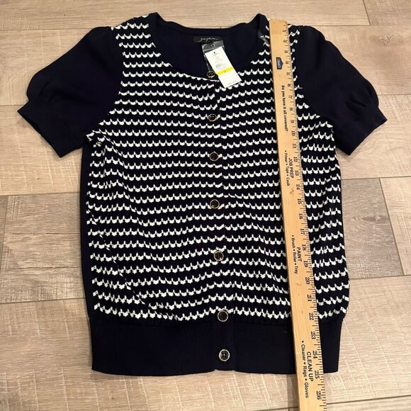 JOSEPHINE WOMENS SHORT SLEEVE CARDIGAN SWEATER DEEP NAVY BLUE MEDIUM NEW - Picture 3 of 7